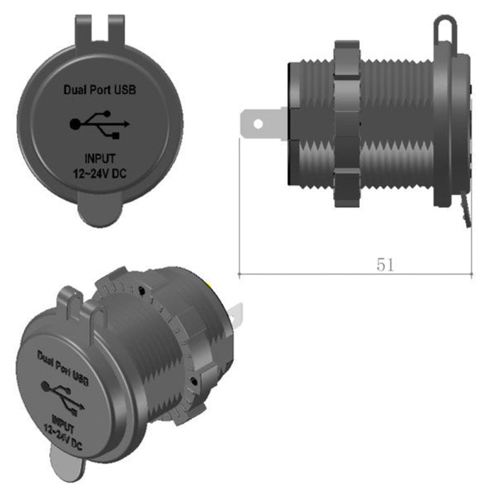 1852 Inbyggt USB-uttag med A & C kontakt, 12/24V - sonarstore.se